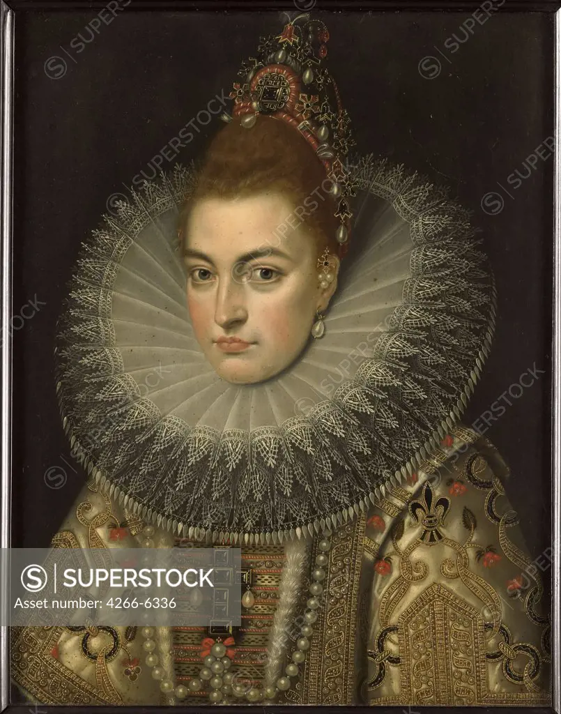 Portrait of Infanta Isabella Clara Eugenia by Frans Pourbus the Younger, oil on copper, 1600, Holland, Amsterdam, Rijksmuseum, 28,5x22,5