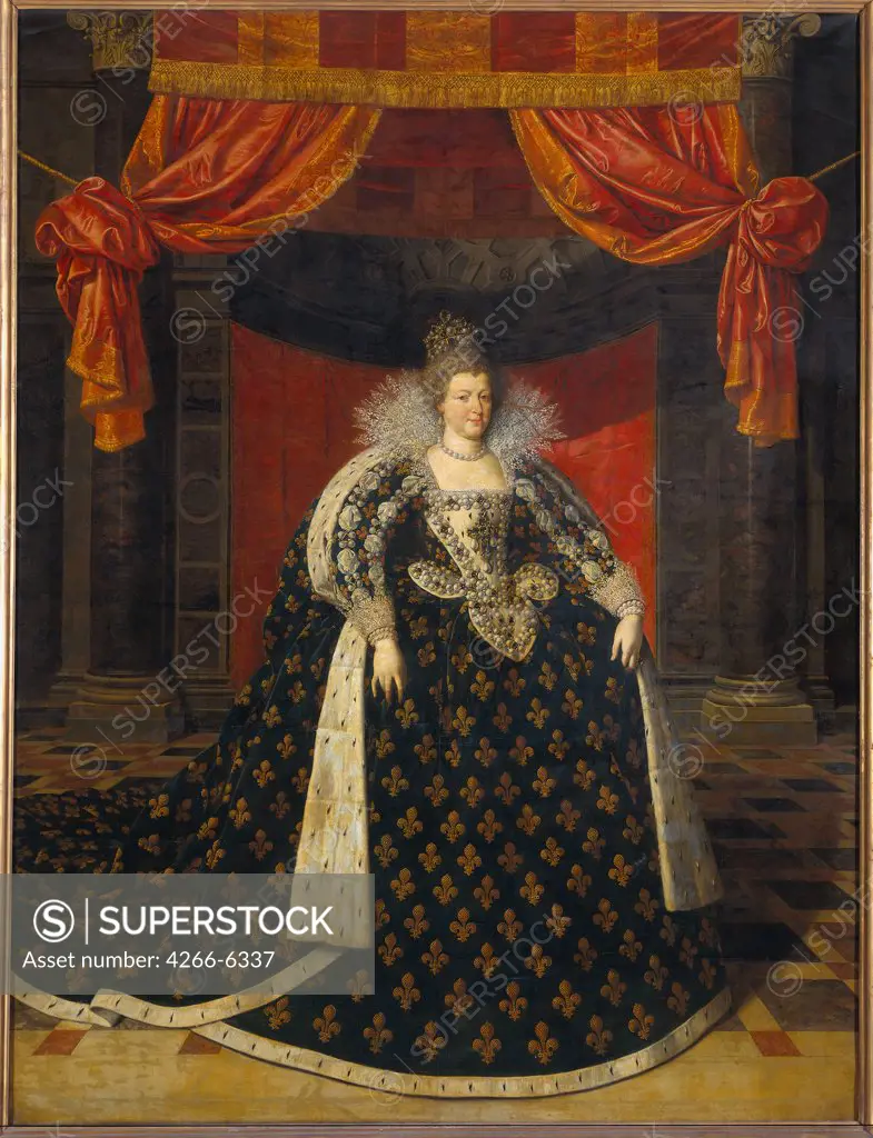 Portrait of queen Marie de' Medici by Frans Pourbus the Younger, oil on copper, 1620, Holland, Amsterdam, Rijksmuseum, 285x218