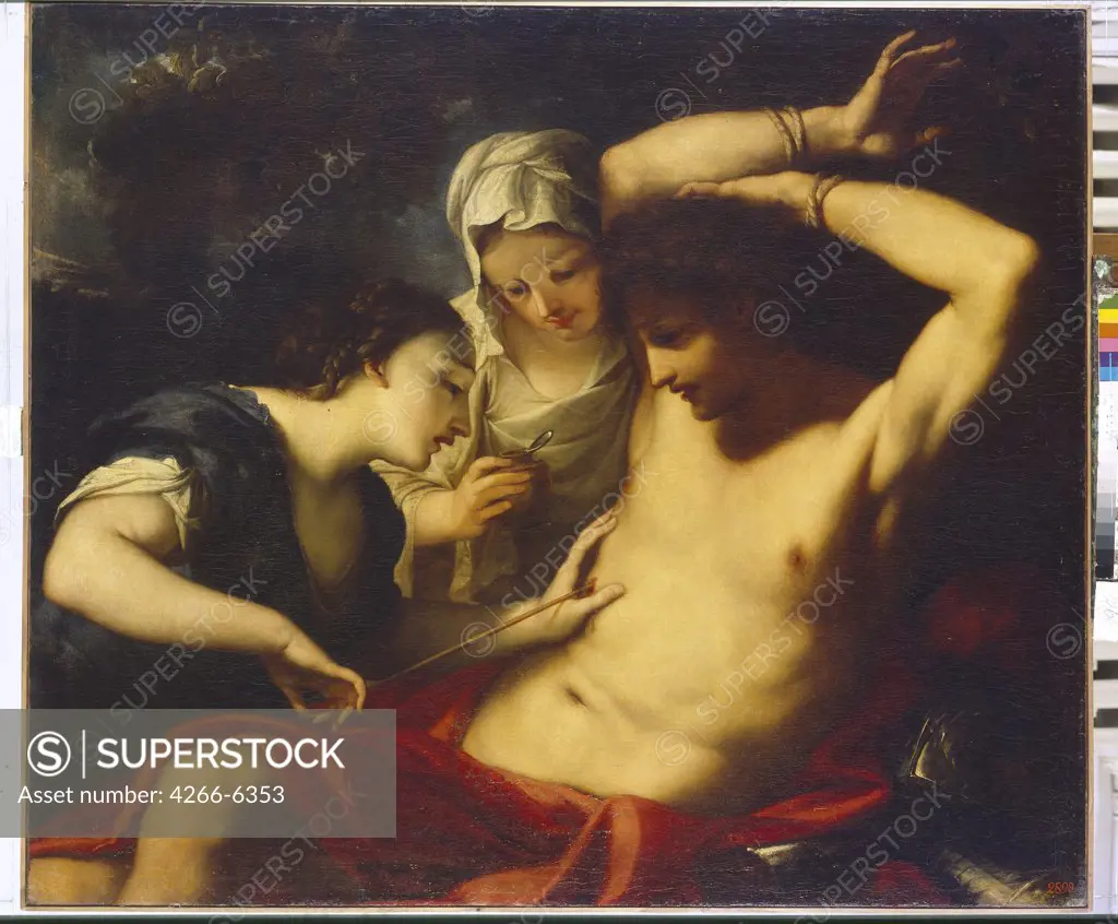Religious illustration with Saint Lucy and Saint Sebastian by Antonio Balestra, Oil on canvas, 1666-1740, Russia, St. Petersburg, State Hermitage
