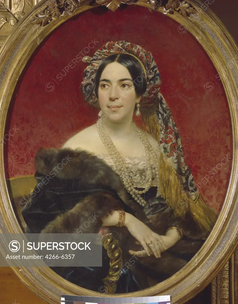 Portrait of Maria Volkonskaya by Karl Pavlovich Briullov, Oil on canvas, 1840, 1799-1852, Russia, St. Petersburg, State Russian Museum, 103x85