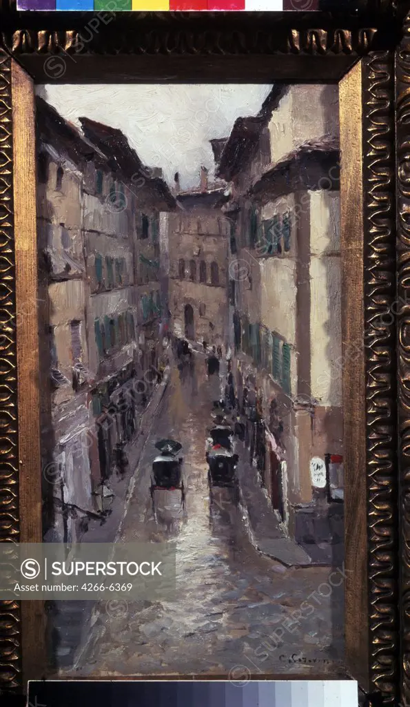 Rain in Florence by Konstantin Alexeyevich Korovin, Oil on canvas, 1888, 1861-1939, Russia, Moscow, State Tretyakov Gallery, 38,8x19,8