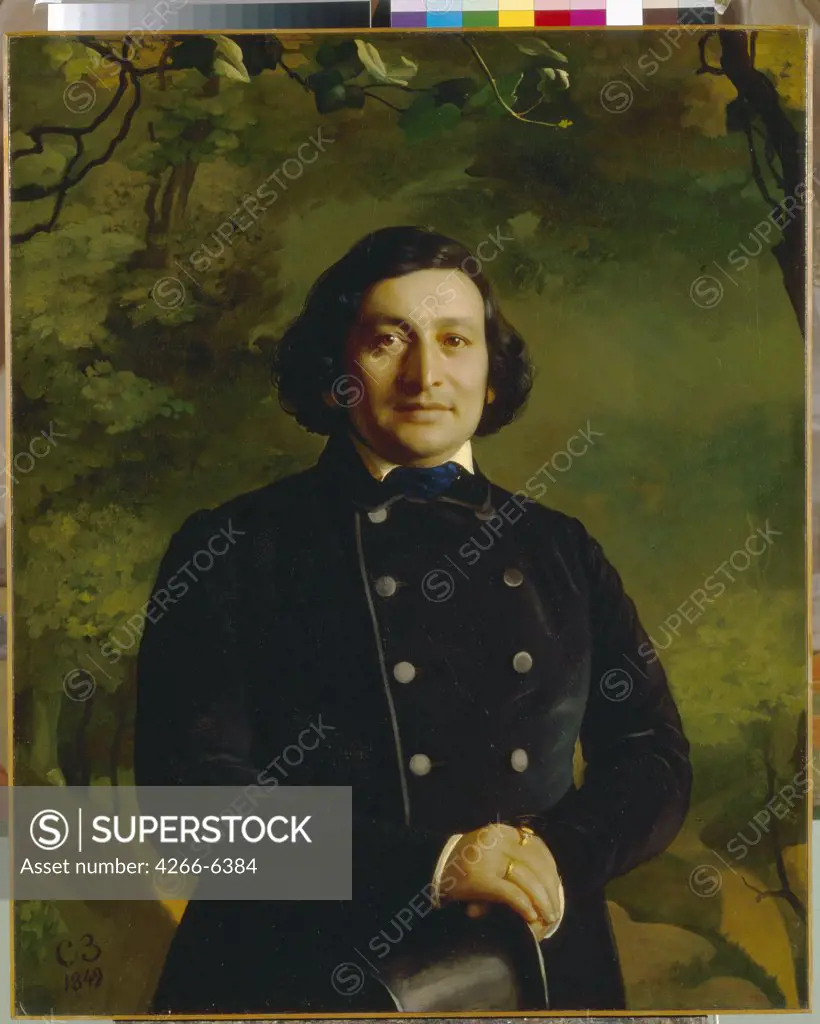 Portrait of Osip Petrov by Sergei Konstantinovich Zaryanko, Oil on canvas, 1849, 1818-1870, Russia, St. Petersburg, State Russian Museum, 108x87,5