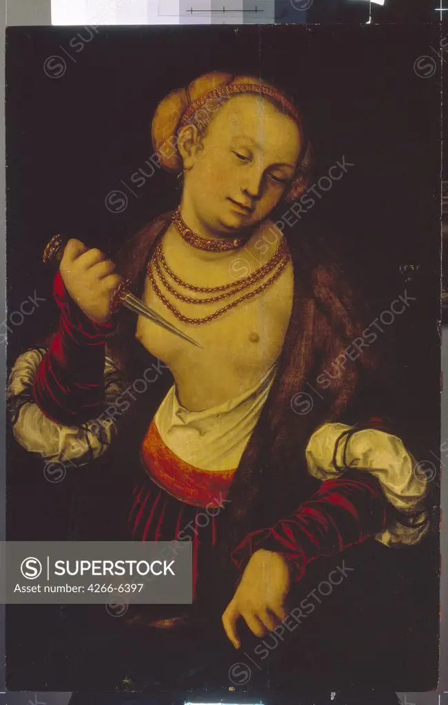 Suicide of Lucretia by Lucas Cranach the Elder, Oil on wood, 1535, 1472-1553, Russia, Nizhny Novgorod, State Art Museum