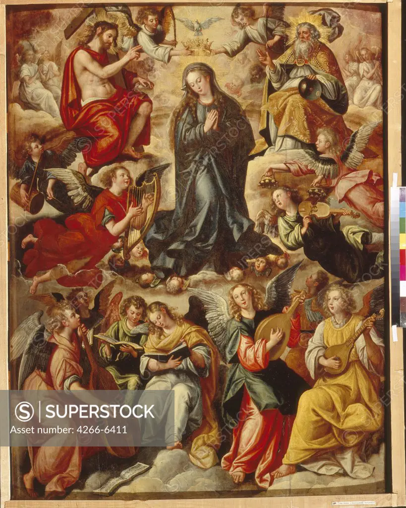 Assumption of Blessed Virgin by Maerten de Vos, oil on wood, circa 1590, 1532-1603, Russia, Moscow, State Pushkin Museum of Fine Arts, 124,7x96,5