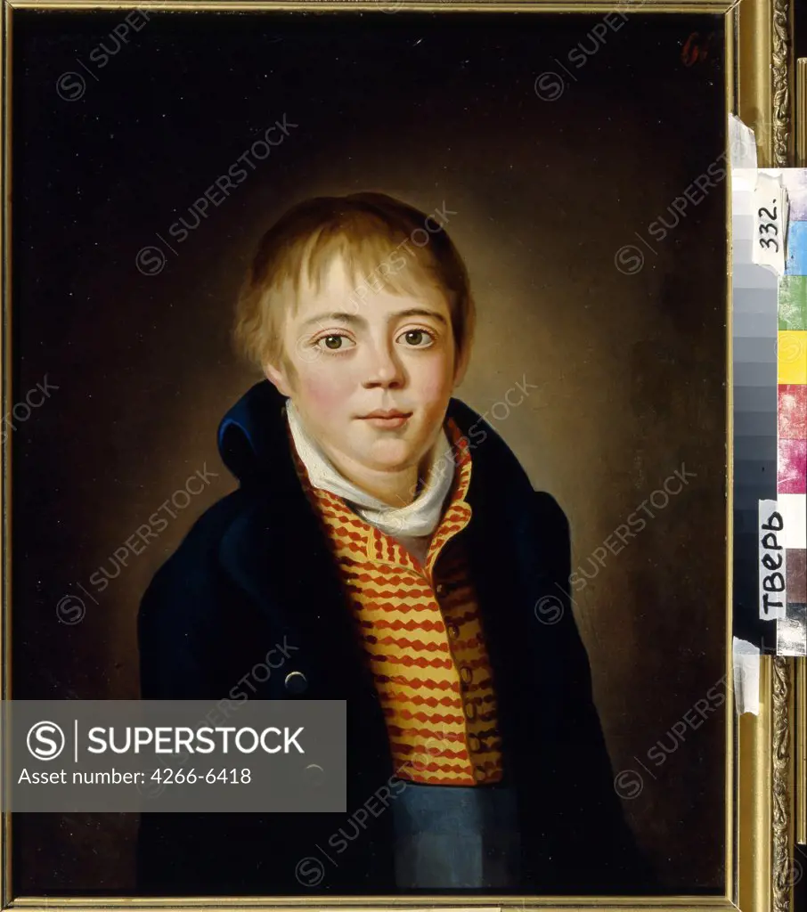 Portrait of Alexander Golitsyn as boy by unknown painter, oil on canvas, Russia, Tver, Regional Art Gallery, 55x45