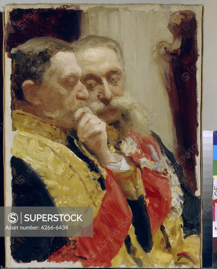 Portrait of Ivan Goremykin and Nikolai Gerard by Ilya Yefimovich Repin, oil on canvas, 1903, 1844-1930, Russia, Moscow, State Tretyakov Gallery, 63x45