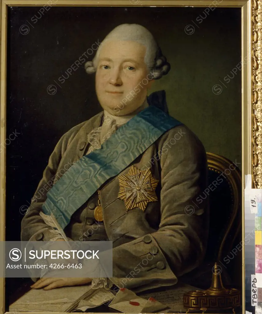 Portrait of Adam Olsufyev by Carl Ludwig Johann Christineck, Oil on canvas, 1773, 1732/3-1792/4, Russia, Tver, Regional Art Gallery, 89,5x68,5