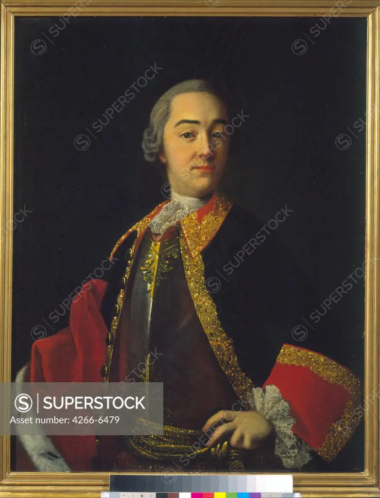Portrait of prince Ivan Lobanov-Rostovsky by Ivan Petrovich Argunov, Oil on canvas, 1750-1752, 1729-1802, Russia, St. Petersburg, State Russian Museum