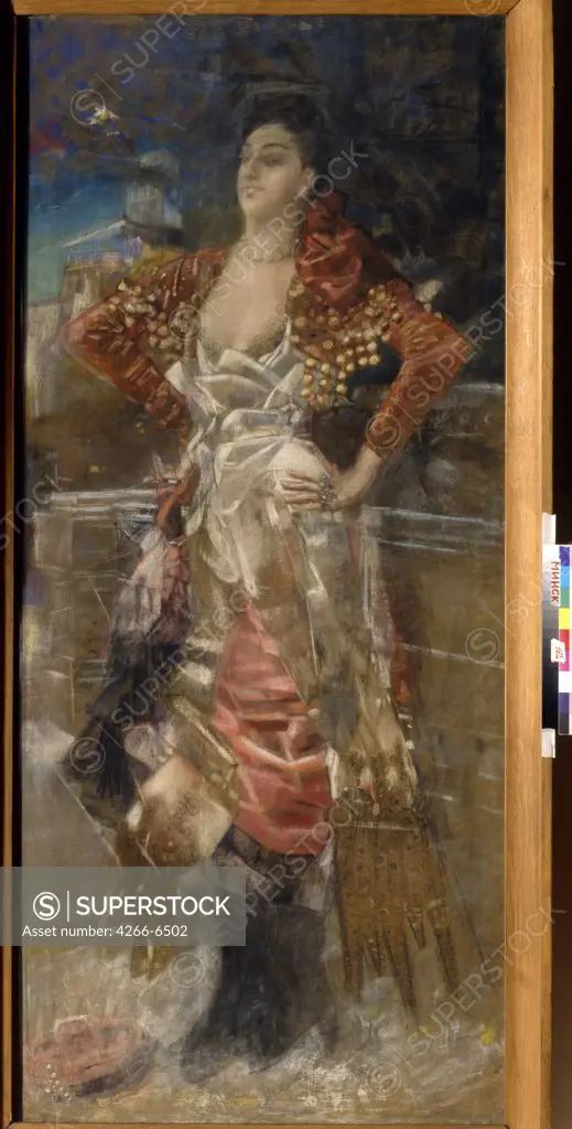 Portrait of Caroline Otero by Mikhail Alexandrovich Vrubel, Pastel on canvas, 1898, 1856-1910, Belarus, Minsk, National Art Museum of Belorussian Republik, 214,3x97,2