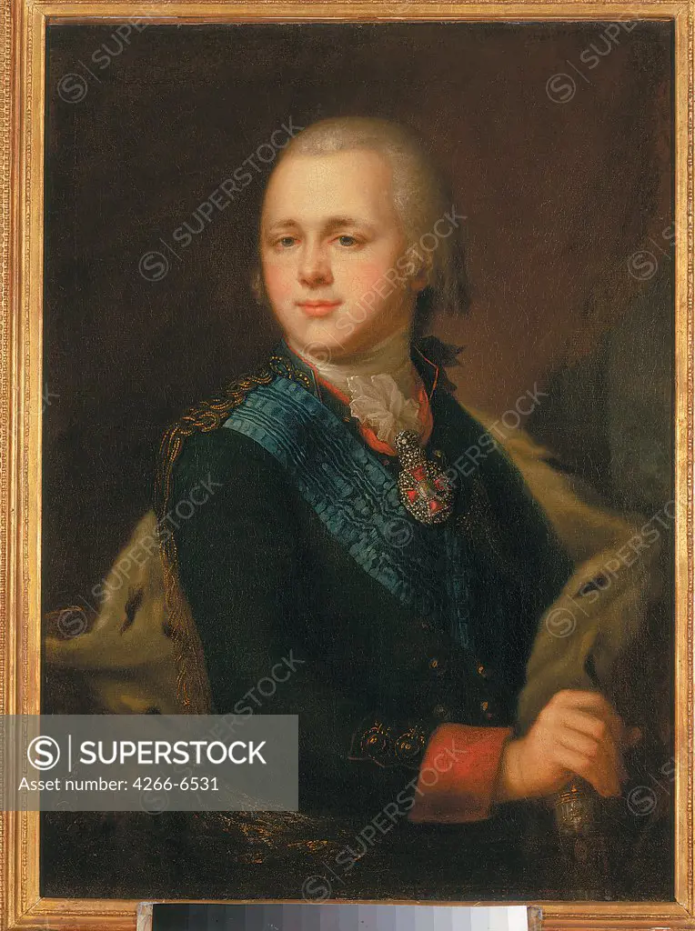 Portrait of Alexander Pavlovich by Johann-Baptist von Lampi the Elder, Oil on canvas, 1797, 1751-1830, Russia, St. Petersburg, State Russian Museum, 83x66