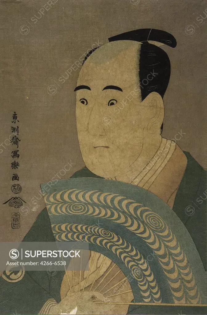 Japanese actor by Toshusai Sharaku, Color woodcut, 1794, active 1794-1795, Russia, St. Petersburg, State Hermitage, 37x24,5