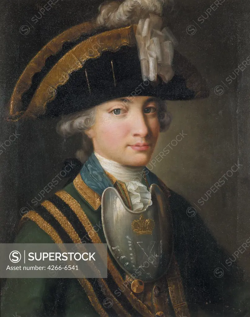 Portrait of Stroganov by Anonymous artist, Oil on canvas, 1787, Russia, St. Petersburg, State Russian Museum, 60x48