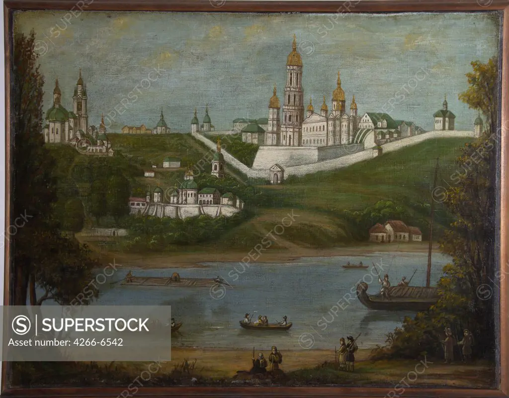 Kiev Monastery Of The Caves by Anonymous artist, Oil on canvas, 19th century, Russia, St. Petersburg, State Russian Museum,