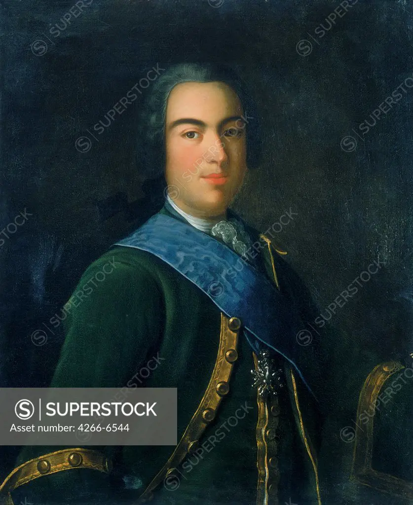 Portrait of Ivan Dolgoroukov by Anonymous artist, Oil on canvas, 18th century, Russia, Moscow, State Museum of Ceramics and Country estate of 18th century Kuskovo,