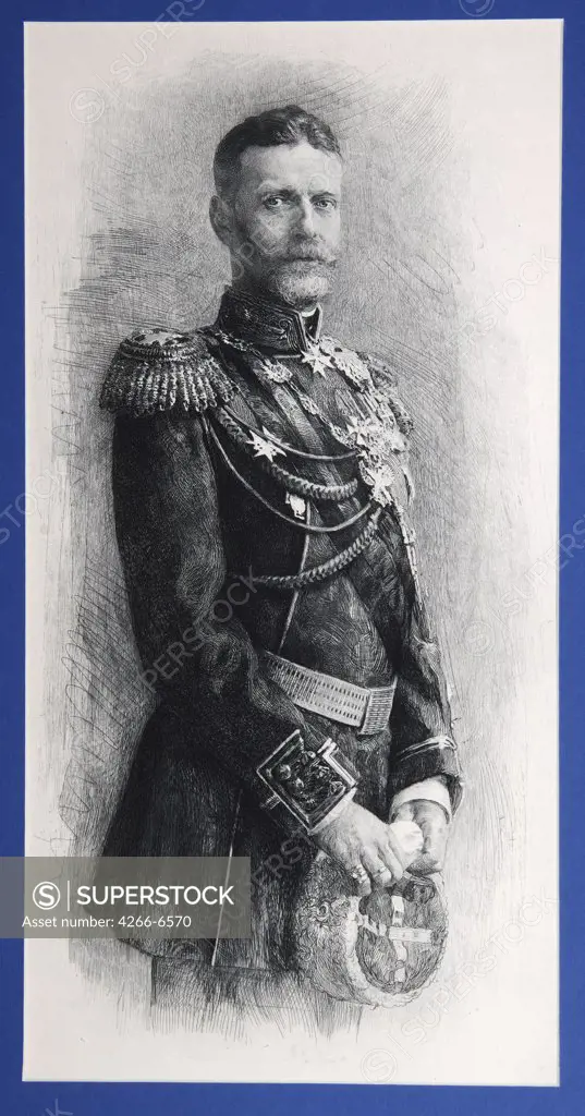 Portrait of Sergei Alexandrovich by Mikhail Viktorovich Rundaltsov, Copper engraving, 1900s, 1871-1935, Russia, Moscow, State History Museum,