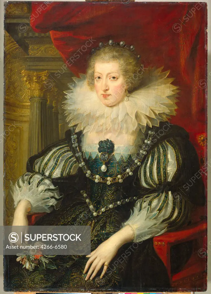 Portrait of Anne of Austria by Pieter Paul Rubens, oil on wood, 1670, 1577-1640, Holland, Amsterdam, Rijksmuseum, 105x74