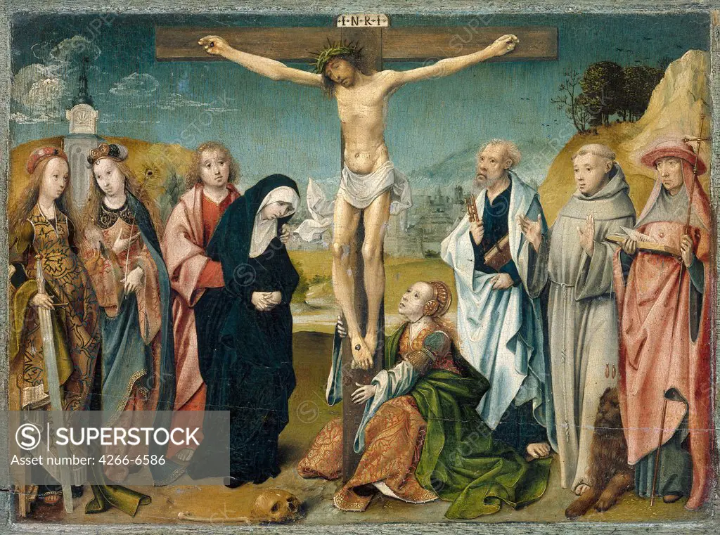 Crucifixion of Jesus Christ by Cornelis Engebrechtsz, oil on wood, 1510, circa 1462-1527Holland, Amsterdam, Rijksmuseum, 25x32,5