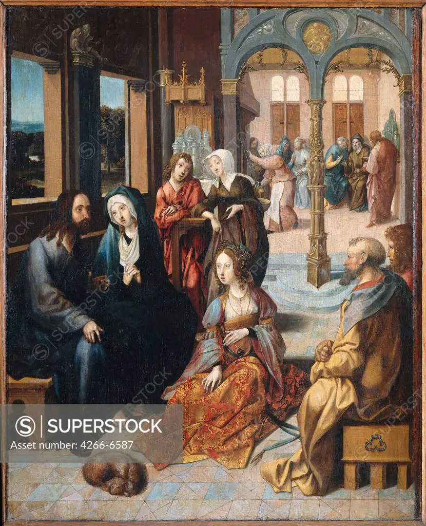 Christ in house of Martha and Mary by Cornelis Engebrechtsz, oil on wood, 1520, circa 1462-1527Holland, Amsterdam, Rijksmuseum, 54x44