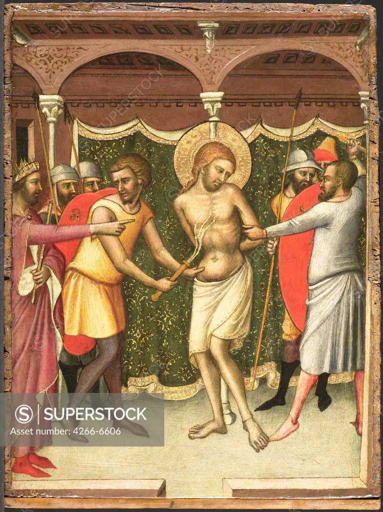 Lashing of Jesus Christ by Luca di Tomme, tempera on panel, 1370, circa 1330-1389, School of Siena, Holland, Amsterdam, Rijksmuseum, 39x30