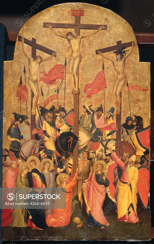 Crucifixion of Jesus Christ by Niccolo di Pietro Gerini, tempera on panel, 1415, circa 1350-1415, Florentine School, Holland, Amsterdam, Rijksmuseum, 70x43