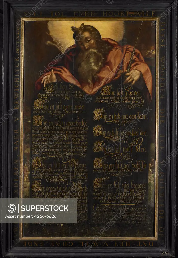 Ten commandments by unknown painter, oil on wood, 1560, Holland, Amsterdam, Rijksmuseum, 112x68