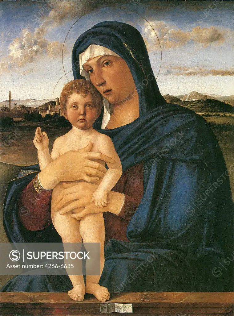 Virgin Mary with Jesus as child by Giovanni Bellini, oil on wood, 1475-1480, 1430-1516, Venetian School, Italy, Venice, Gallerie dell' Accademia, 78x58
