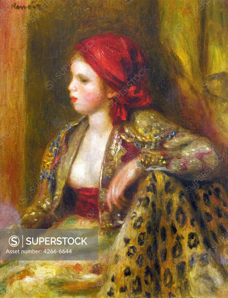 Portrait of odalisque by Pierre Auguste Renoir, oil on canvas, 1870, 1841-1919, Private Collection, 69,2x122,6