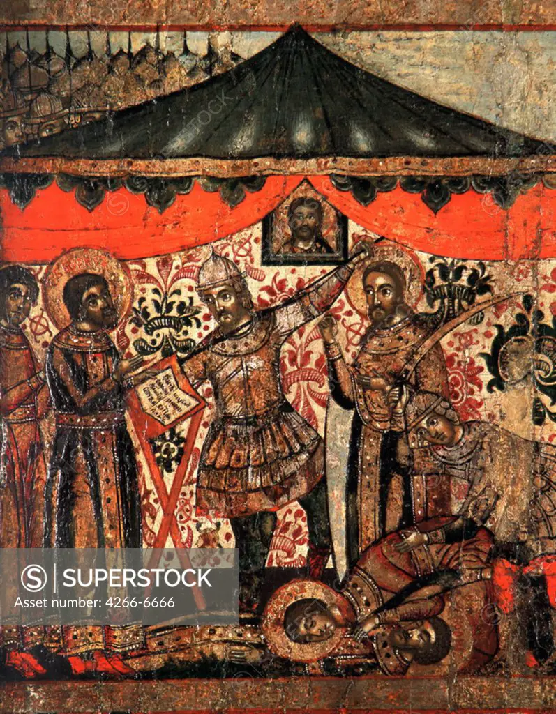 Saints Boris and Gleb by unknown painter, tempera on panel, Russia, Vladimir, State Museum of Architecture, History and Art