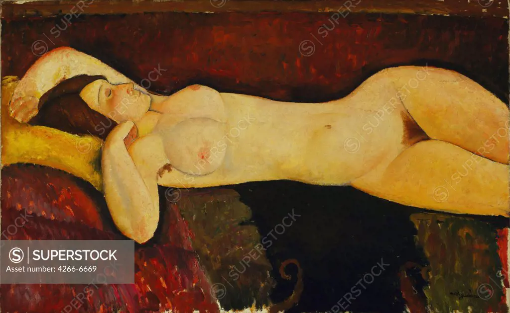 Femele nude by Amedeo Modigliani, oil on canvas, circa 1919, 1884-1920, USA, New York, Museum of Modern Art, 72,4x116,5
