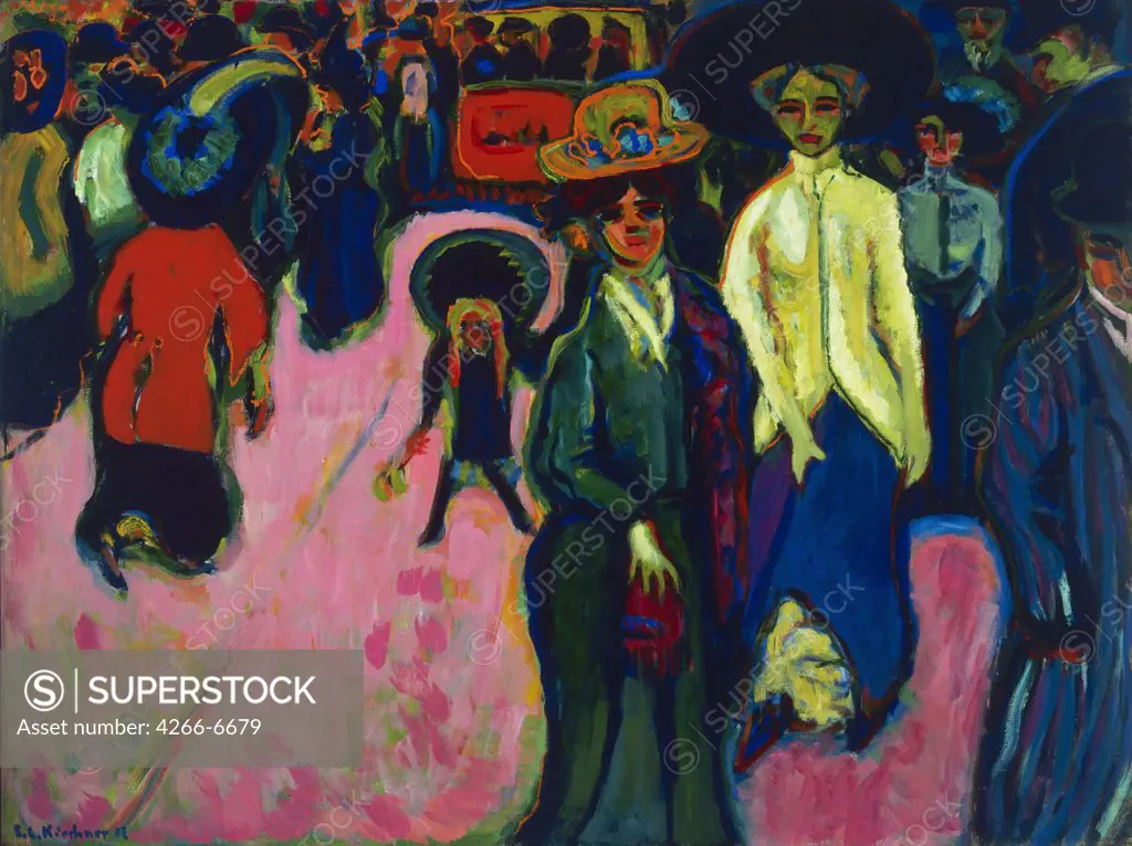 People on street by Ernst Ludwig Kirchner, oil on canvas, 1908, 1880-1938, USA, New York, Museum of Modern Art, 150,5x200
