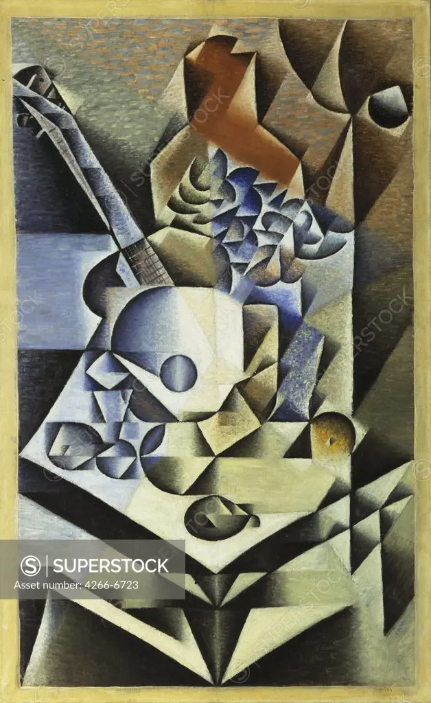 Still life with guitar by Juan Gris, oil on canvas, 1912, 1887-1927, USA, New York, Museum of Modern Art, 112x70,2