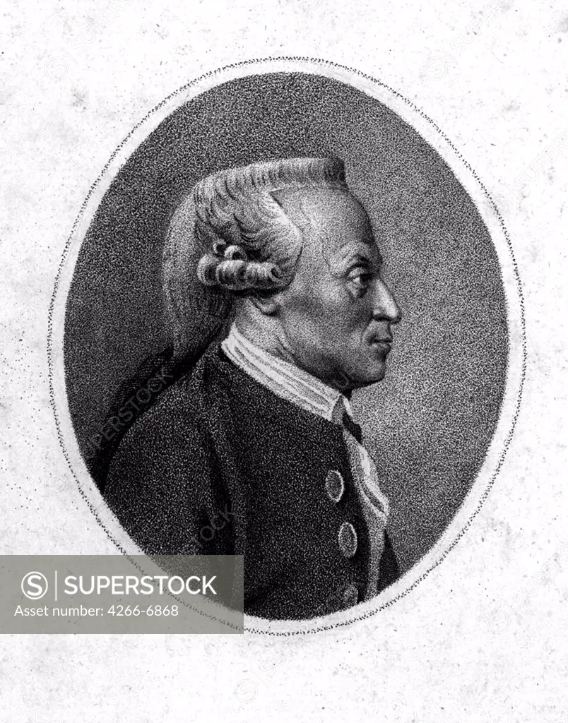 Portrait of Immanuel Kant by Charles Townley, Etching, 1746-circa 1800, Private Collection, 20,3x16