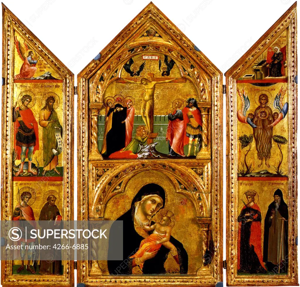 Altar with religious scenes by Paolo Veneziano, Tempera on panel, 1324, circa 1330-circa 1360, Italy, Parma, Galleria Nazionale, 74,5x75