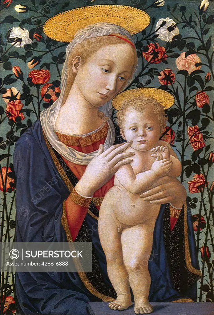 Virgin Mary with Jesus Christ as child by Francesco di Stefano Pesellino, Tempera on panel, circa 1470, 1422-1457, USA, Washington, National Gallery of Art, 67,2x46