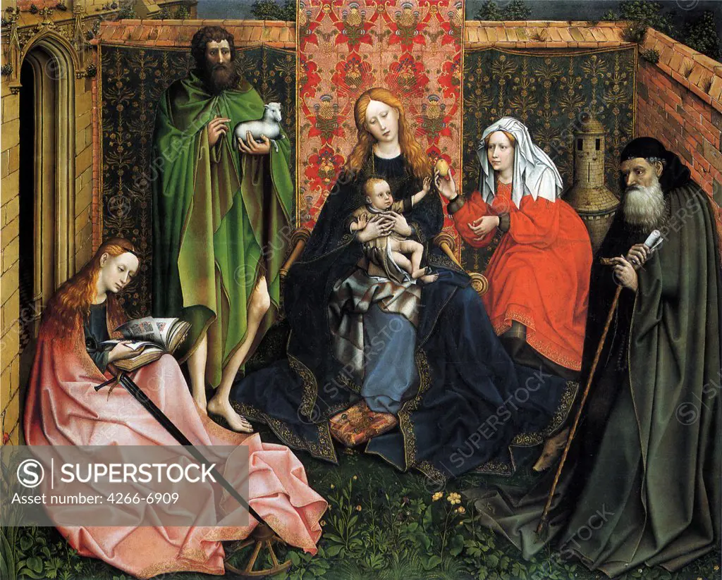 Virgin Mary with Jesus Christ and saints by Netherlandish master, Oil on wood, circa 1440-1460, USA, Washington, National Gallery of Art, 120x149