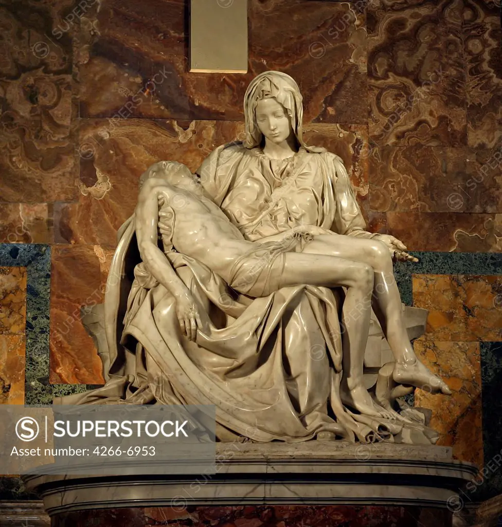 Michelangelo Buonarroti, Marble, 1499, 1475-1564, Italy, Vatican, St. Peter's Basilica, 174x195