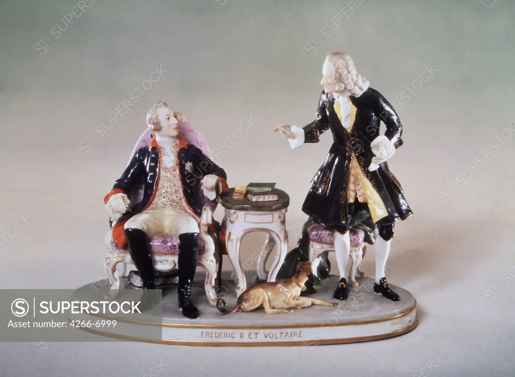 Voltaire and Frederick II by French master, Porcelain, 1780s, Russia,, Tula, State Art Museum