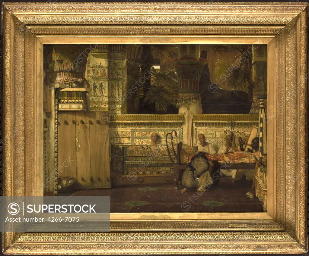 Scene from ancient Egypt by Sir Lawrence Alma-Tadema, Oil on wood, 1872, 1836-1912, Holland, Amsterdam, Rijksmuseum, 75x99