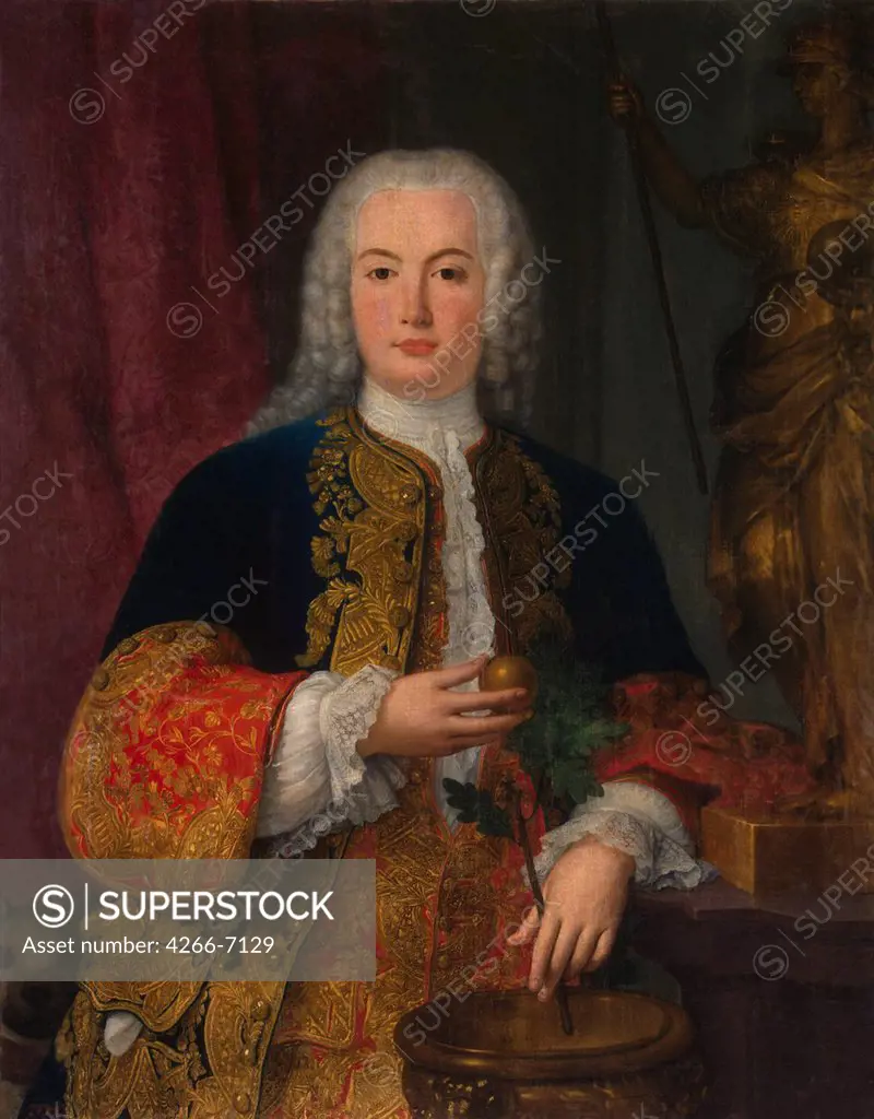 Portrait of king of Portugal Pedro III by Anonymous painter, Oil on canvas, 1745, Russia, St. Petersburg, State Hermitage, 107x84,5