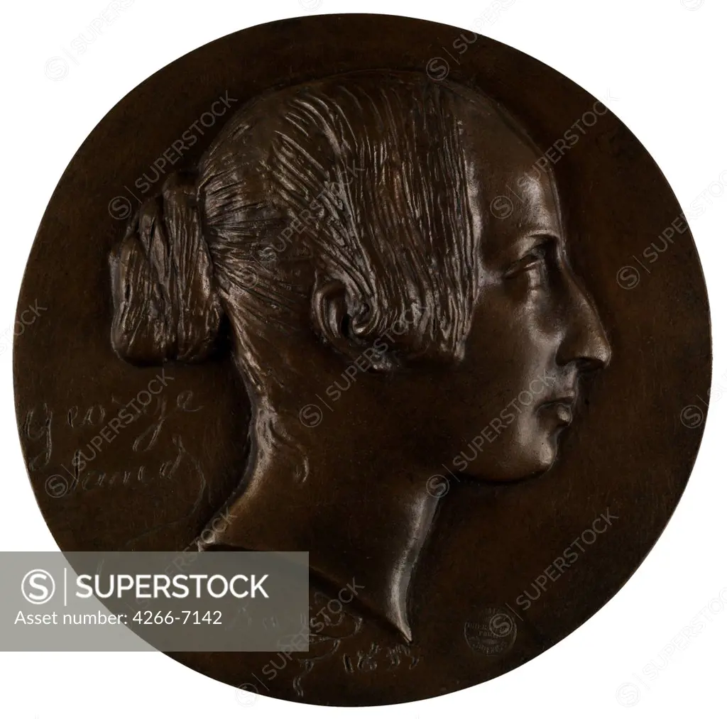 Profile of George Sand profile by Pierre-Jean David D'Angers, Bronze, 1833, 1788-1856, USA, Baltimore, Walters Art Museum, D 15,3