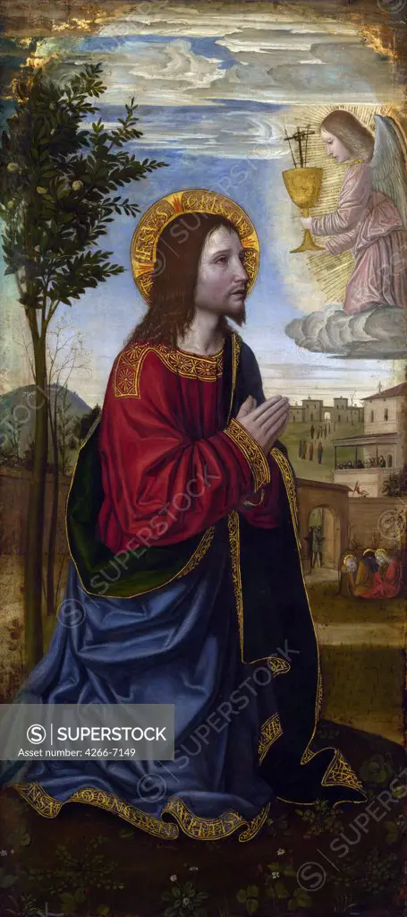Praying Jesus Christ by Ambrogio Bergognone, Oil on wood, circa 1501-1502, circa 1460-1523, Great Britain, London, National Gallery, 99,7x45,1
