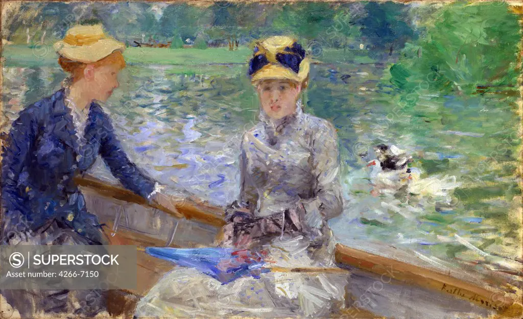 Two woman on boat by Berthe Morisot, Oil on canvas, circa 1879, 1841-1895, Great Britain, London, National Gallery, 45,7x75,2