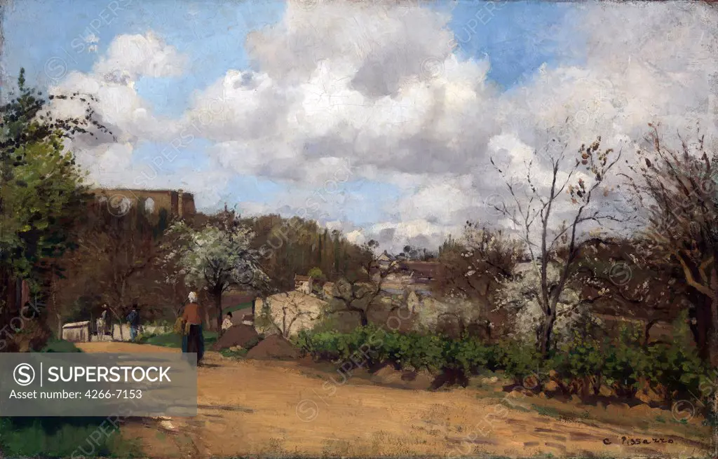 Spring landscape by Camille Pissarro, Oil on canvas, 1869-1870, 1830-1903, Great Britain, London, National Gallery, 52,7x81,9
