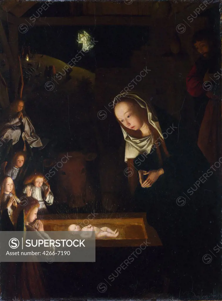 Adoration of Christ Child by Jans Geertgen tot Sint, Oil on wood, circa 1490, circa 1460-circa 1490, Great Britain, London, National Gallery, 34x25,3