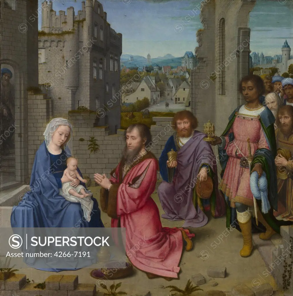 Adoration Of Magi by Gerard David, Oil on wood, circa 1515, 1460-1523, Great Britain, London, National Gallery, 60x59,2