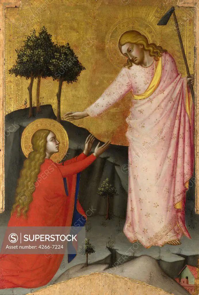 Jesus Christ and Mary Magdalene by unknown painter, tempera on panel, circa 1370-1375, Florentine School, England, London, National Gallery, 55,5x38