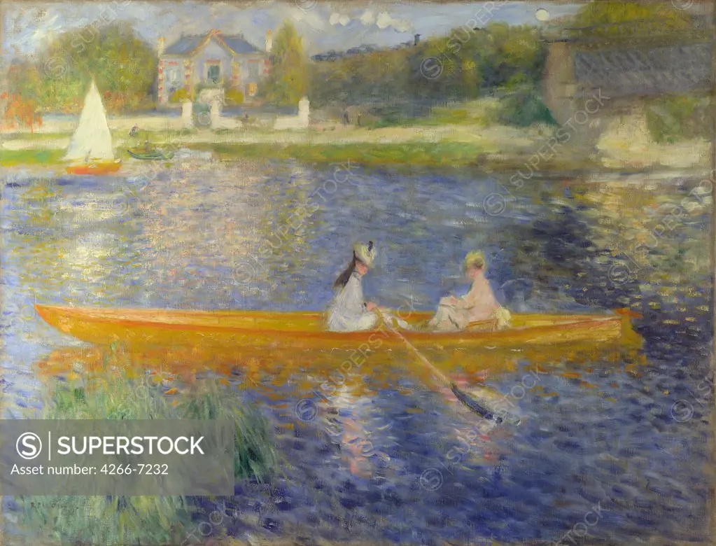 People in rowing boat by Pierre Auguste Renoir, oil on canvas, 1875, 1841-1919, England, London, National Gallery, 71x92