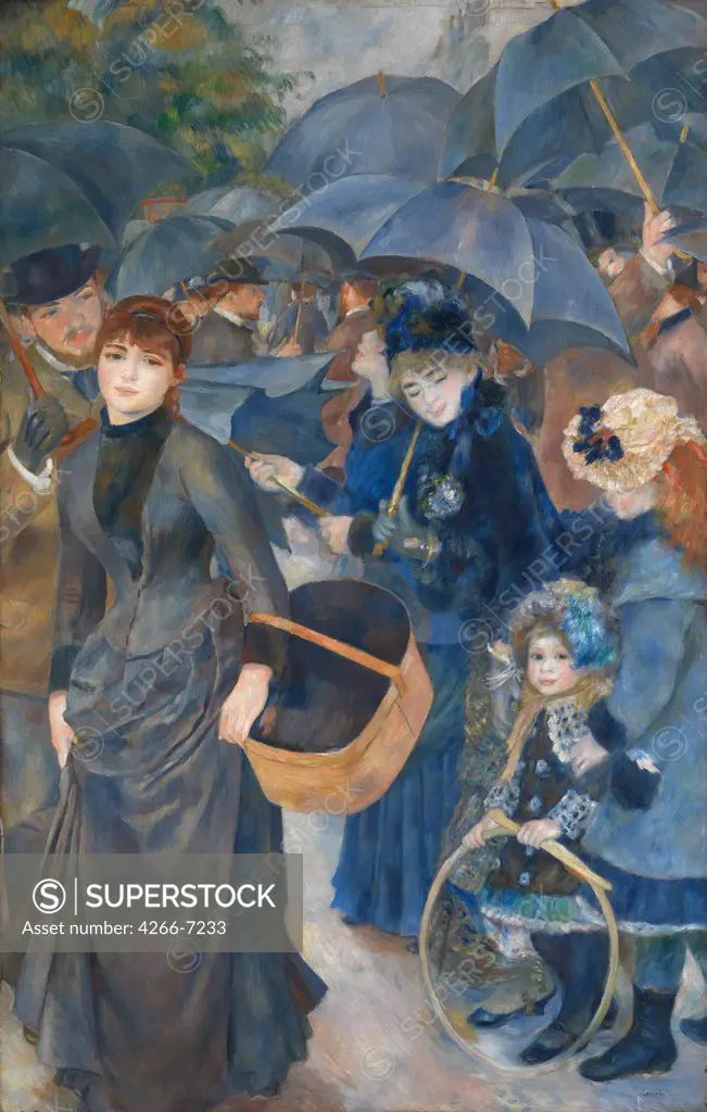 People with umbrellas by Pierre Auguste Renoir, oil on canvas, circa 1881-1886, 1841-1919, England, London, National Gallery, 180,3x115