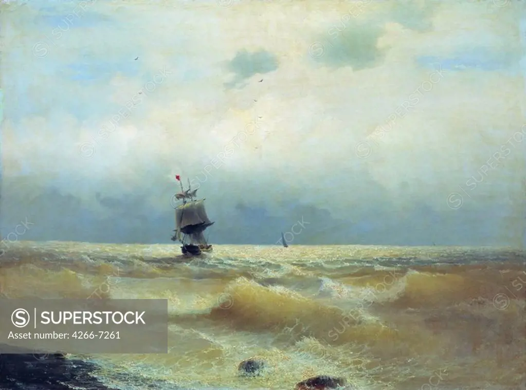 Sailing by Ivan Konstantinovich Aivazovsky, Oil on canvas, 1817-1900, Russia, Saratov, State A. Radishchev Art Museum, 54x72