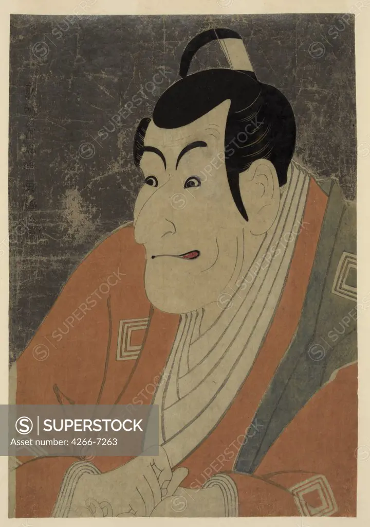 Portrait of Japanese man by Toshusai Sharaku, Color woodcut, 1794, active 1794-1795, Private Collection, 36,9x24,3